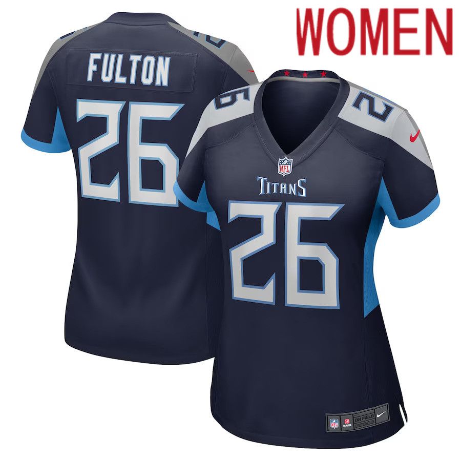 Women Tennessee Titans 26 Kristian Fulton Nike Navy Game NFL Jersey